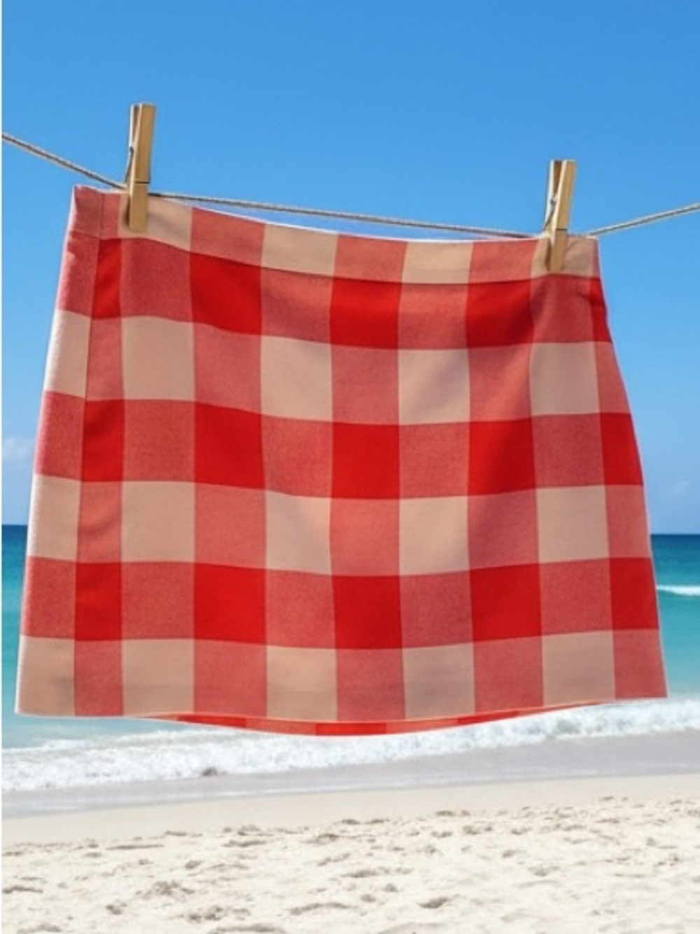 J. Crew Red & Cream wool blend plaid Mini Skirt Size 12 - Picture 4 of 6